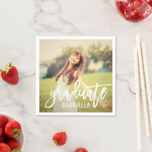 Serviette En Papier Fête de fin d'études avec photo et écriture manusc