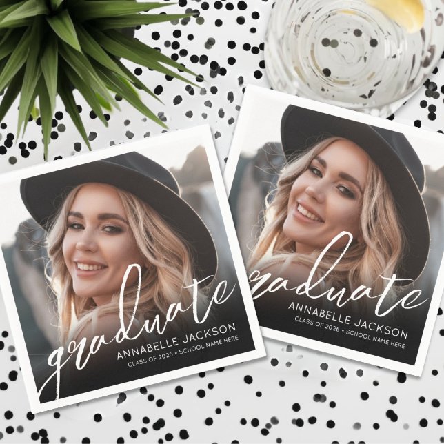 Serviette En Papier Fête de fin d'études avec photos (Photo Graduation Party Napkins)