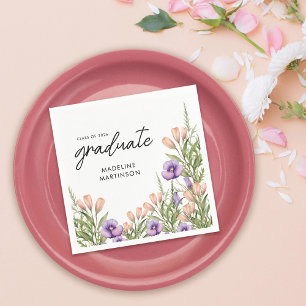 Serviette En Papier Fête de fin d'études botanique de fleurs sauvages