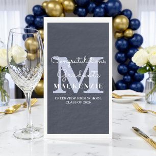 Serviette En Papier Fête de fin d'études élégante en bleu marine
