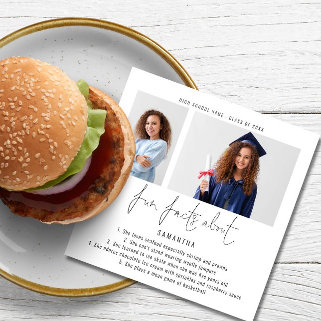 Serviette En Papier Fête de fin d'études Fun Facts Photo Script Modern (Créateur téléchargé)