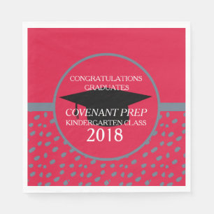 Serviette En Papier Fête de fin d'études maternelle Rouge cramoisi et 