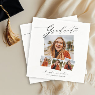 Serviette En Papier Fête de fin d'études minimaliste avec photo de pro