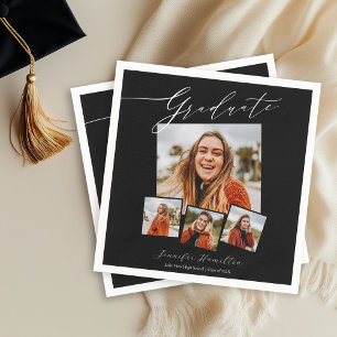 Serviette En Papier Fête de fin d'études minimaliste avec photo de pro
