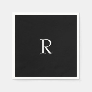 Serviette En Papier Fête de fin d'études Noir Blanc Monogramme Initial