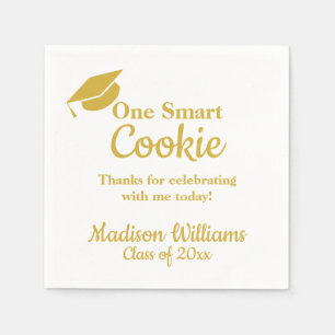 Serviette En Papier Fête de fin d'études One Smart Cookie Papier Doré 