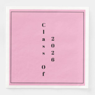 Serviette En Papier Fête de fin d'études Promotion 2026 Rose Noir