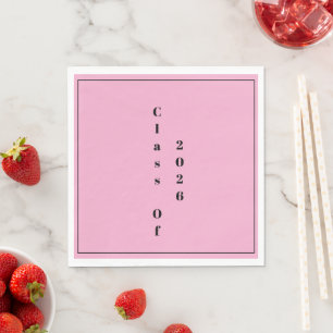 Serviette En Papier Fête de fin d'études Promotion 2026 Rose Noir