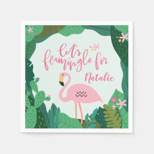 Serviette En Papier Fête de flamant tropical