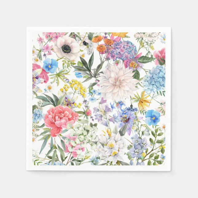 Serviette En Papier Fête de fleurs de jardin élégant (Devant)
