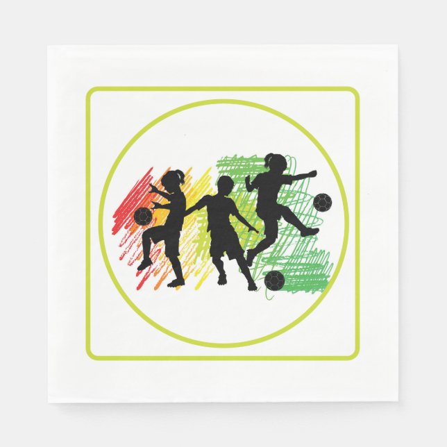 Serviette En Papier Fête de foot pour enfants  (Devant)