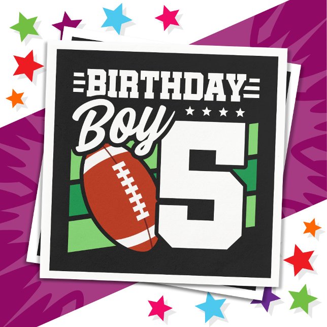 Serviette En Papier Fête de football de 5 ans Thème 5e anniversaire ga (Créateur téléchargé)