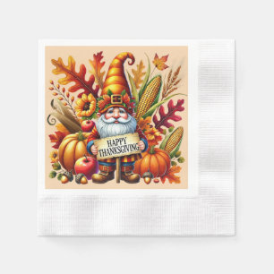 Serviette En Papier Fête de gnome de Thanksgiving joyeux saisonnière