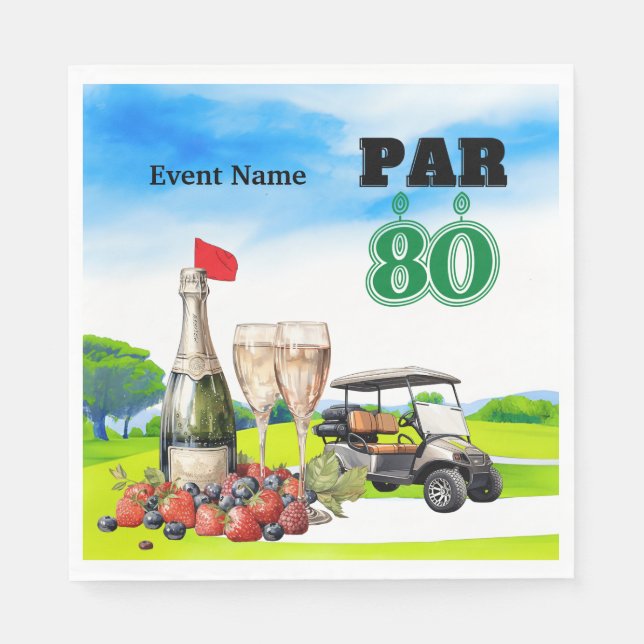 Serviette En Papier Fête de golf  80e anniversaire  (Devant)
