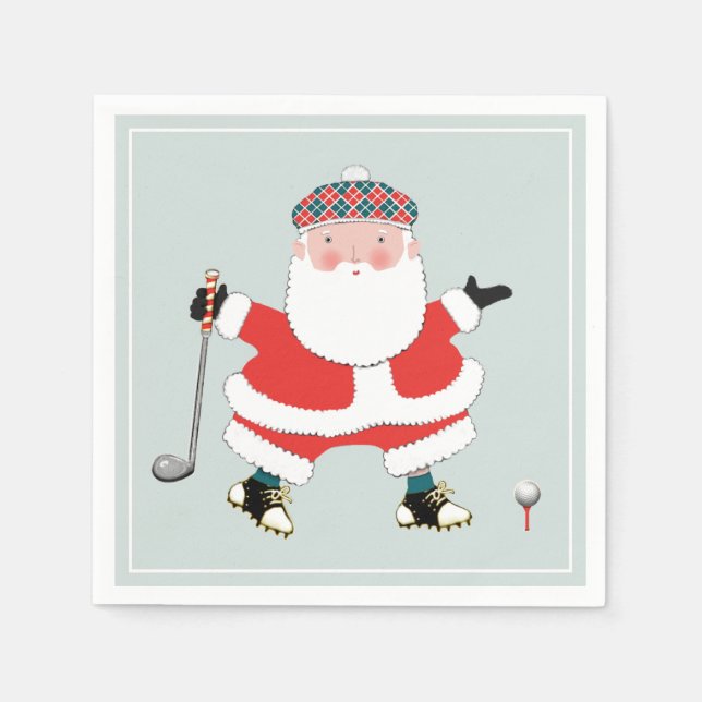 Serviette En Papier Fête de golf de Noël (Devant)