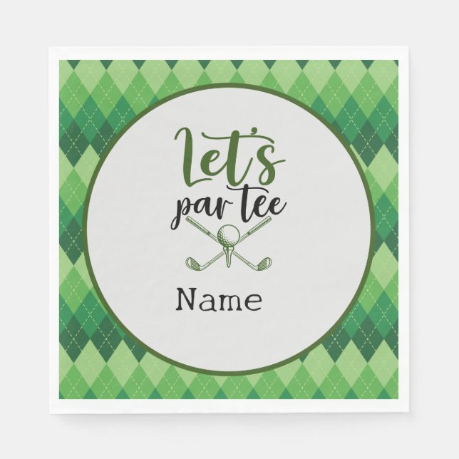 Serviette En Papier Fête de Golf Vert Argyle (Devant)