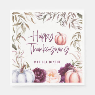 Serviette En Papier fête de grâces à l'automne fleuri citrouille