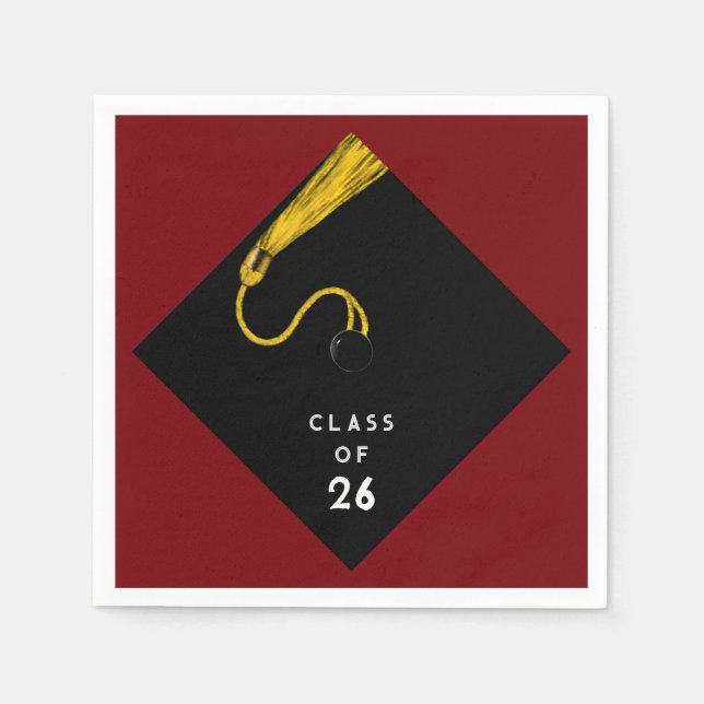 Serviette En Papier Fête de graduation 2025 Maroon Napkins (Devant)