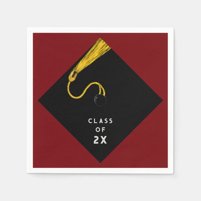 Serviette En Papier Fête de graduation 2025 Maroon Napkins (Devant)