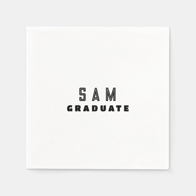 Serviette En Papier Fête de graduation B/W personnalisée (Devant)