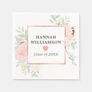 Serviette En Papier Fête de graduation Blush Rose Rose Floral