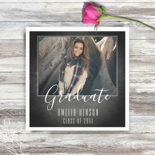 Serviette En Papier Fête de graduation de la photographie de Chalkboar (Créateur téléchargé)