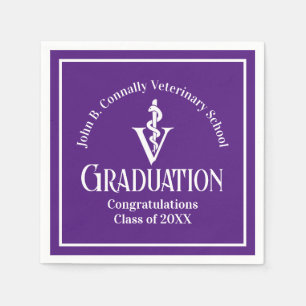 Serviette En Papier Fête de graduation de l'école vétérinaire pourpre