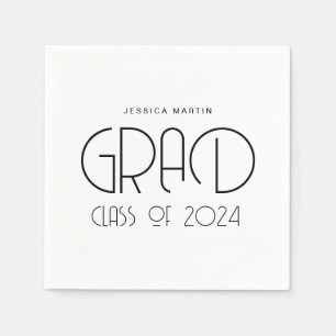 Serviette En Papier Fête de graduation en typographie moderne