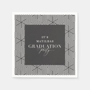 Serviette En Papier Fête de graduation géométrique et script moderne