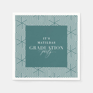 Serviette En Papier Fête de graduation géométrique et script moderne