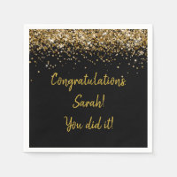 Fête de graduation personnalisée Noir & Or personn