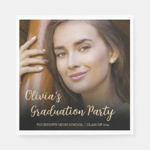 Serviette En Papier Fête de graduation photo manuscrite de script