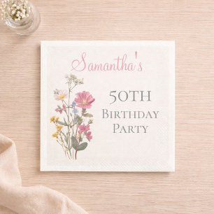 Serviette En Papier Fête de jardin aux fleurs sauvages pour le 50e ann