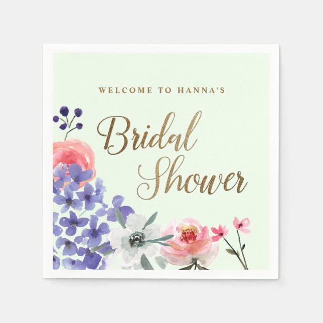 Serviette En Papier Fête de jardin personnalisée Fleurs Mariage Shower (Devant)