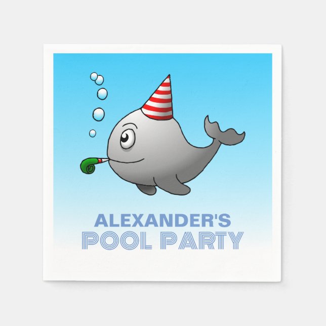 Serviette En Papier Fête de la baleine à la piscine (Devant)