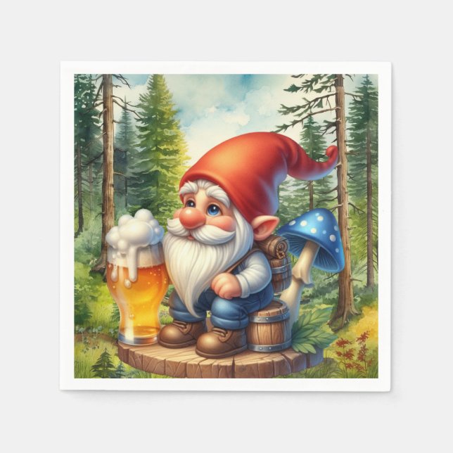 Serviette En Papier fête de la bière cool gnome (Devant)