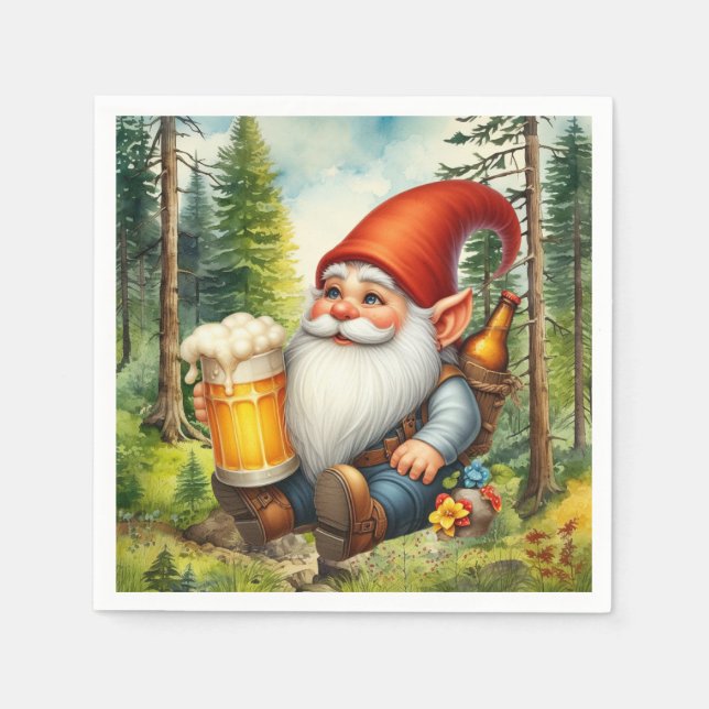 Serviette En Papier fête de la bière cool gnome (Devant)