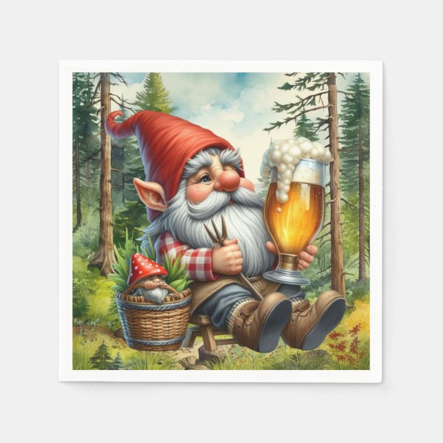 Serviette En Papier fête de la bière cool gnome (Devant)