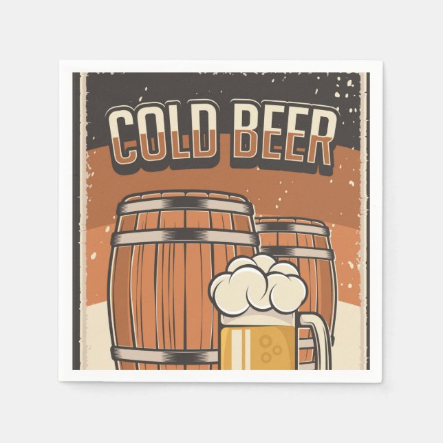 Serviette En Papier fête de la bière froide rétro cool (Devant)