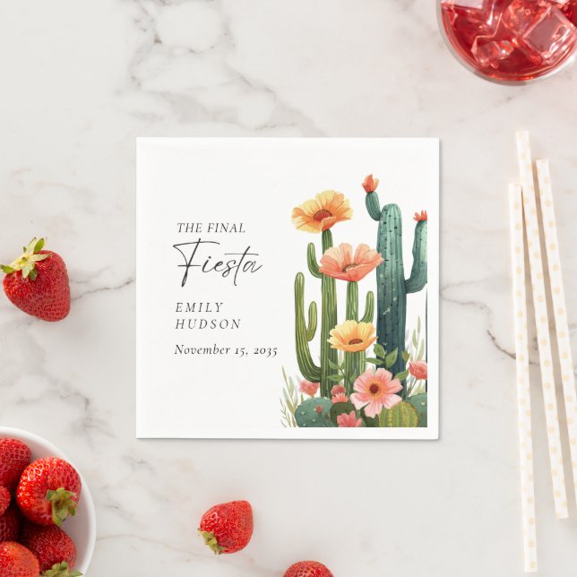 Serviette En Papier Fête de la Fiesta Cactus (En situation)