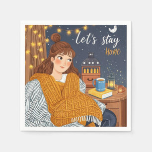 Serviette En Papier Fête de la nuit aux chandelles Hygge Cosy