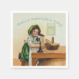 Serviette En Papier Fête de la petite fille vintage St. Patrick
