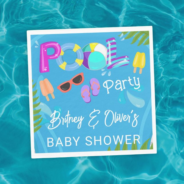 Serviette En Papier Fête de la piscine de Baby shower neutre été (Créateur téléchargé)