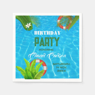 Serviette En Papier Fête de la piscine tropicale   Invitation d'été