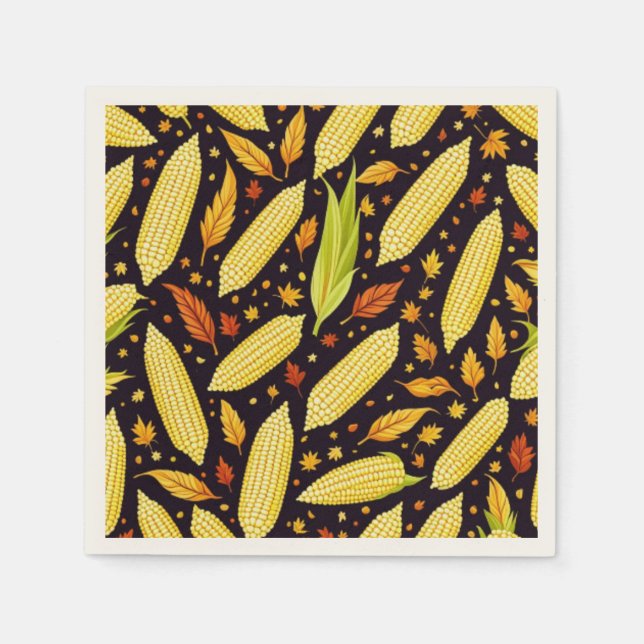 Serviette En Papier Fête de la récolte du Motif de maïs Automne (Devant)