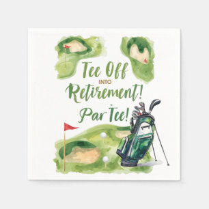Serviette En Papier Fête de la retraite avec sac de golf sur vert
