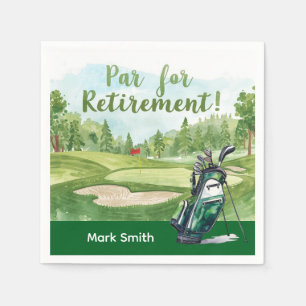 Serviette En Papier Fête de la retraite avec sac de golf sur vert