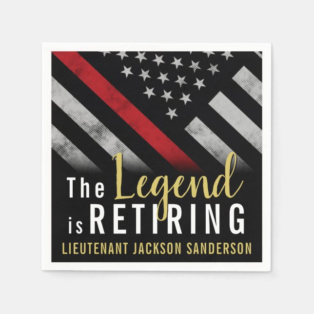 Serviette En Papier Fête de la retraite des pompiers Red Line Flag Fir (Devant)