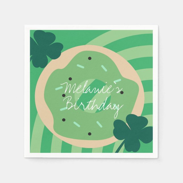 Serviette En Papier Fête de la Saint-Patrick Donut Trèfle Verdure Part (Devant)