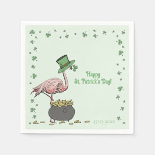 Serviette En Papier Fête de la Saint-Patrick Flamingo Trèfle Irlandais